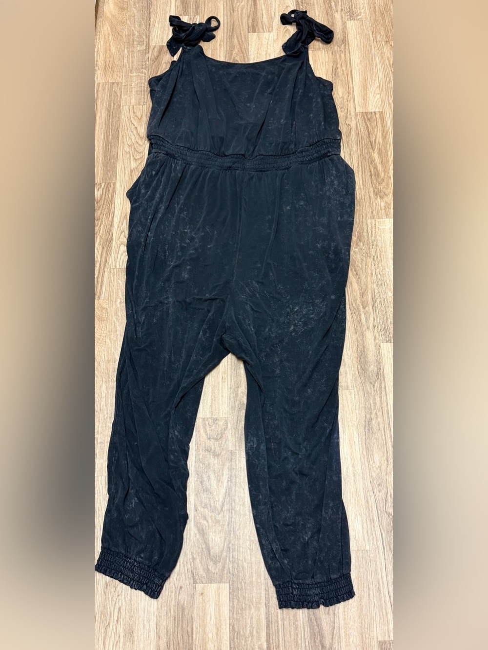 Torrid Super Soft Mineral Wash Tie Shoulder Jumpsuit Black 5X Plus Size Jogger - Picture 6 of 8